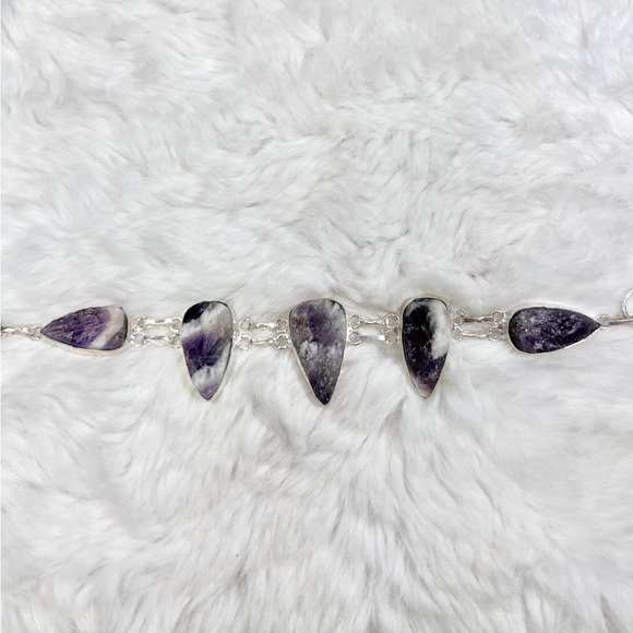 Rough Amethyst 925 Pendant & Bracelet Gemstone set - Picture 5 of 8